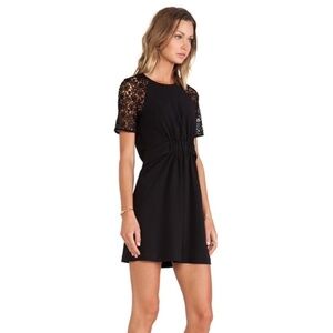 A.L.C. Black Lace Sleeve Rakim Belted Dress